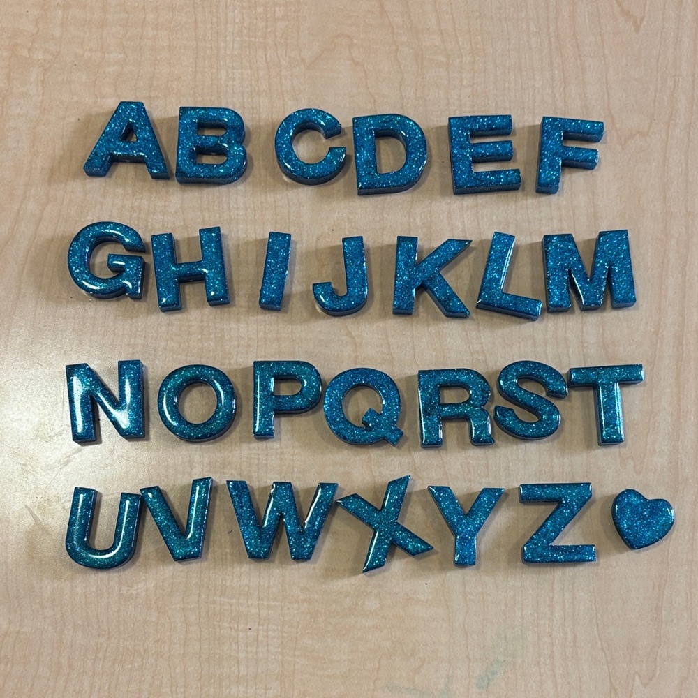 Set of Magnetic Glittery Blue Alphabet Letters